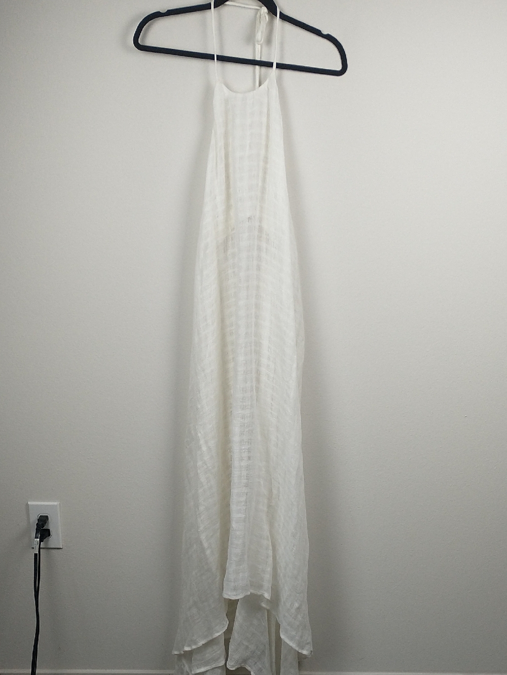 Cult Gaia Halter Maxi Dress XS Off White Sheer Linen Gauze Beach Coverup - Picture 2 of 13